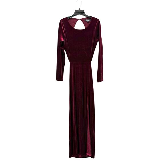 Lulus Crushed Velvet‎ Burgundy Backless Maxi Dress Women’s Size XL - Picture 6 of 11